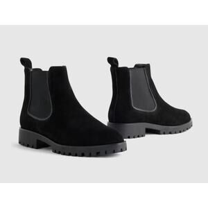 New! Quince Women's Italian Suede Lug Sole Chelsea Ankle Boot Black Sz 10 #1